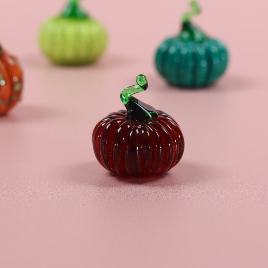 Dinky Amber Pumpkin Glass Sculpture