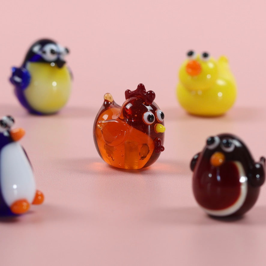 Dinky Chicken Glass Sculpture