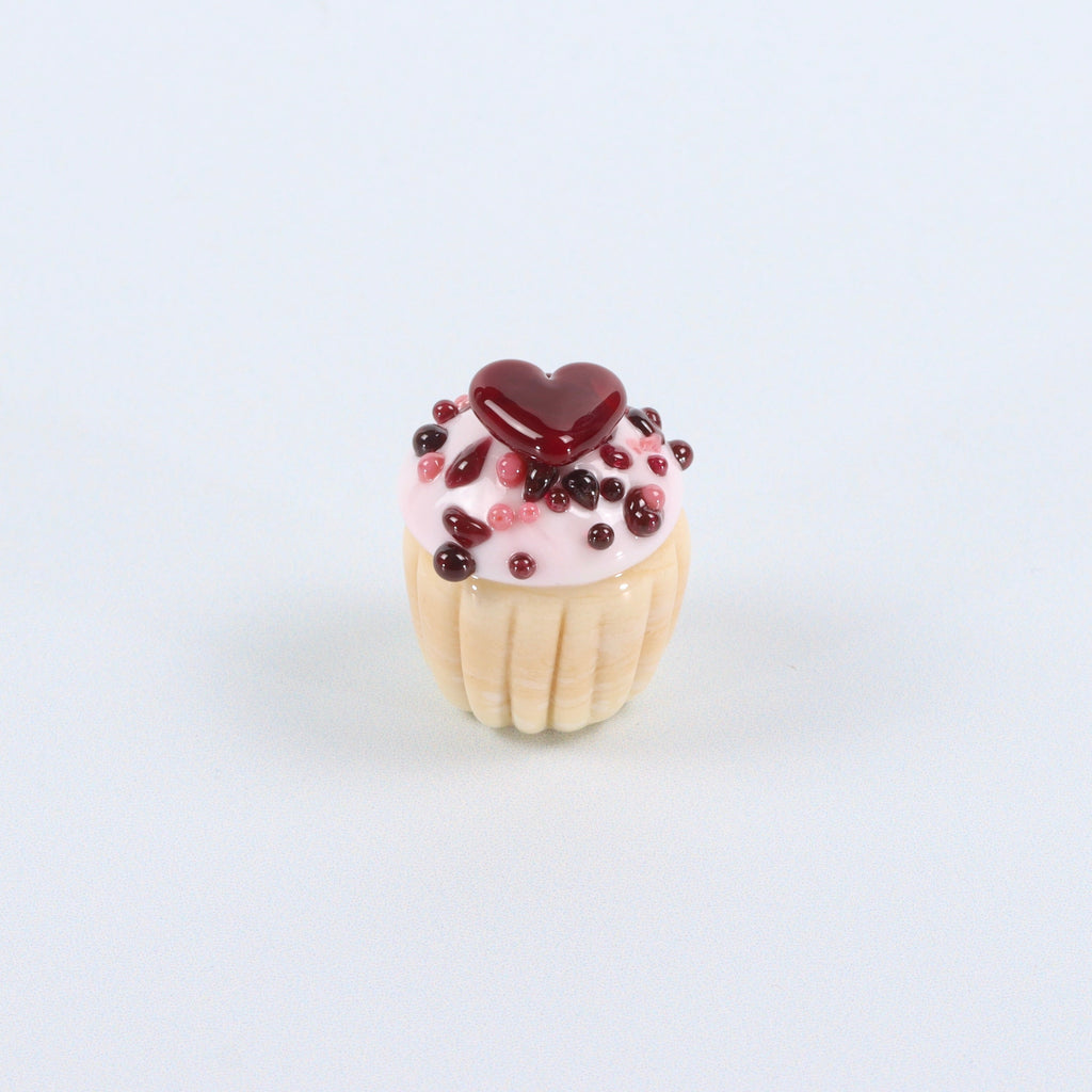 The Sprinkles Heart Topper Dinky Cupcake Glass Sculpture