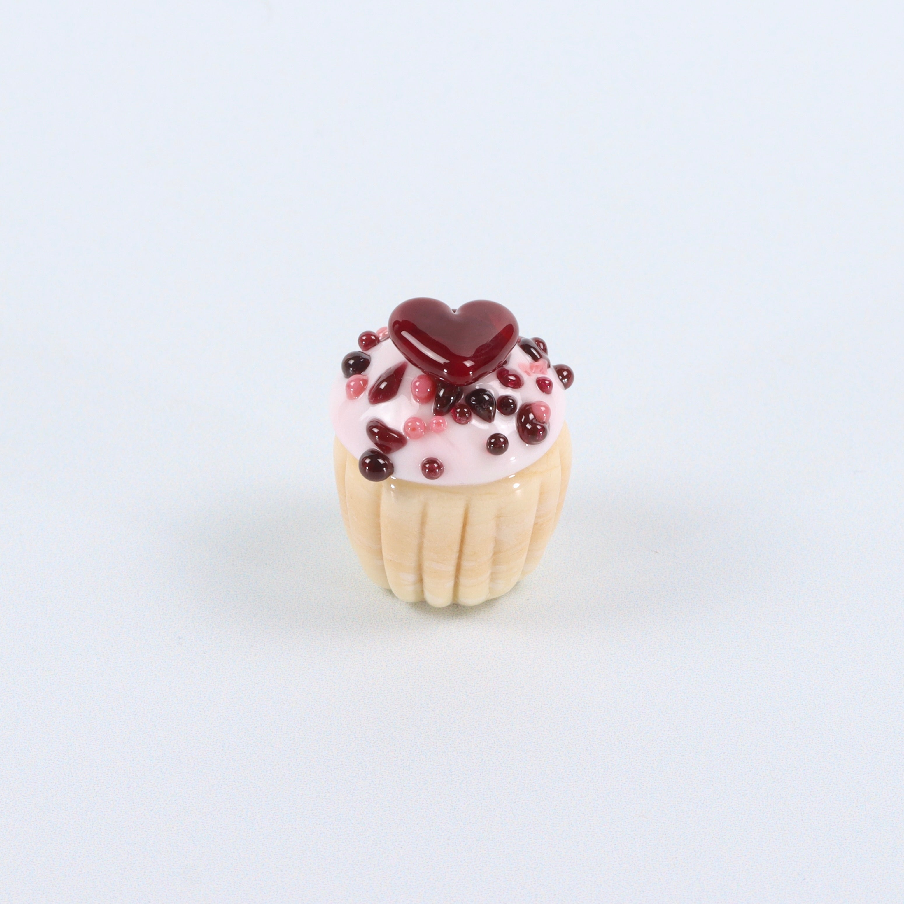 The Sprinkles Heart Topper Dinky Cupcake Glass Sculpture