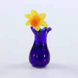 The Dinky Blue Vase and Daffodil Glass Sculpture