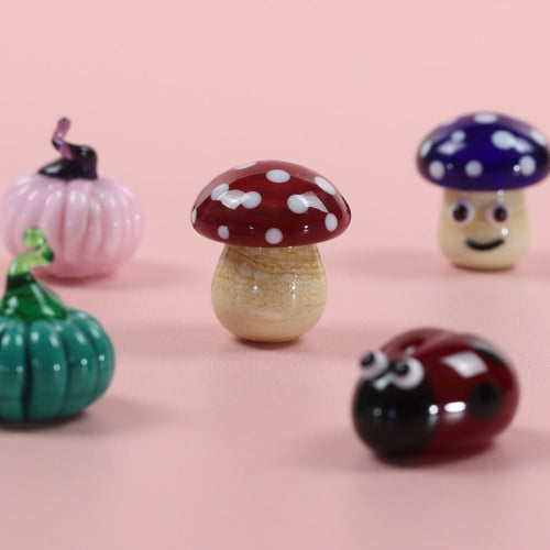 Dinky Red Toadstool Glass Sculpture