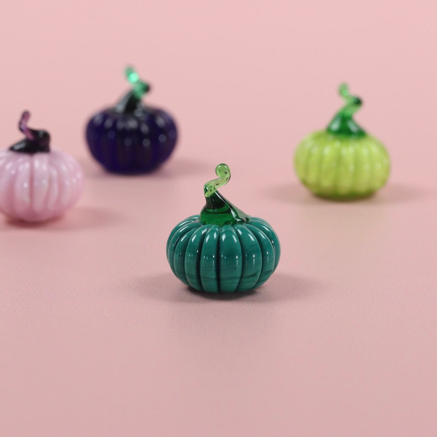 Forest Green Dinky Everlasting Pumpkin Glass Sculpture