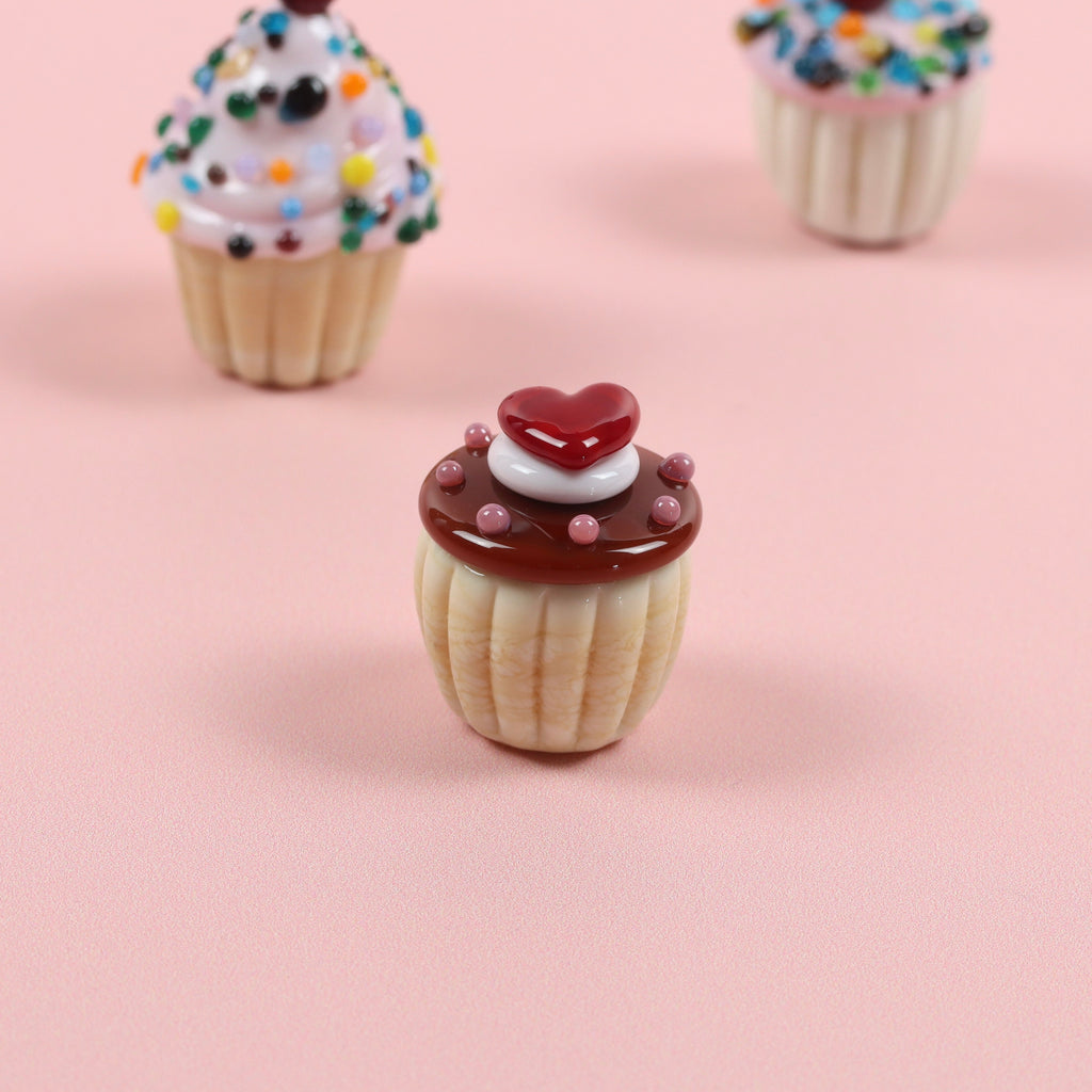 The Chocolate Heart Topper Dinky Cupcake Glass Sculpture