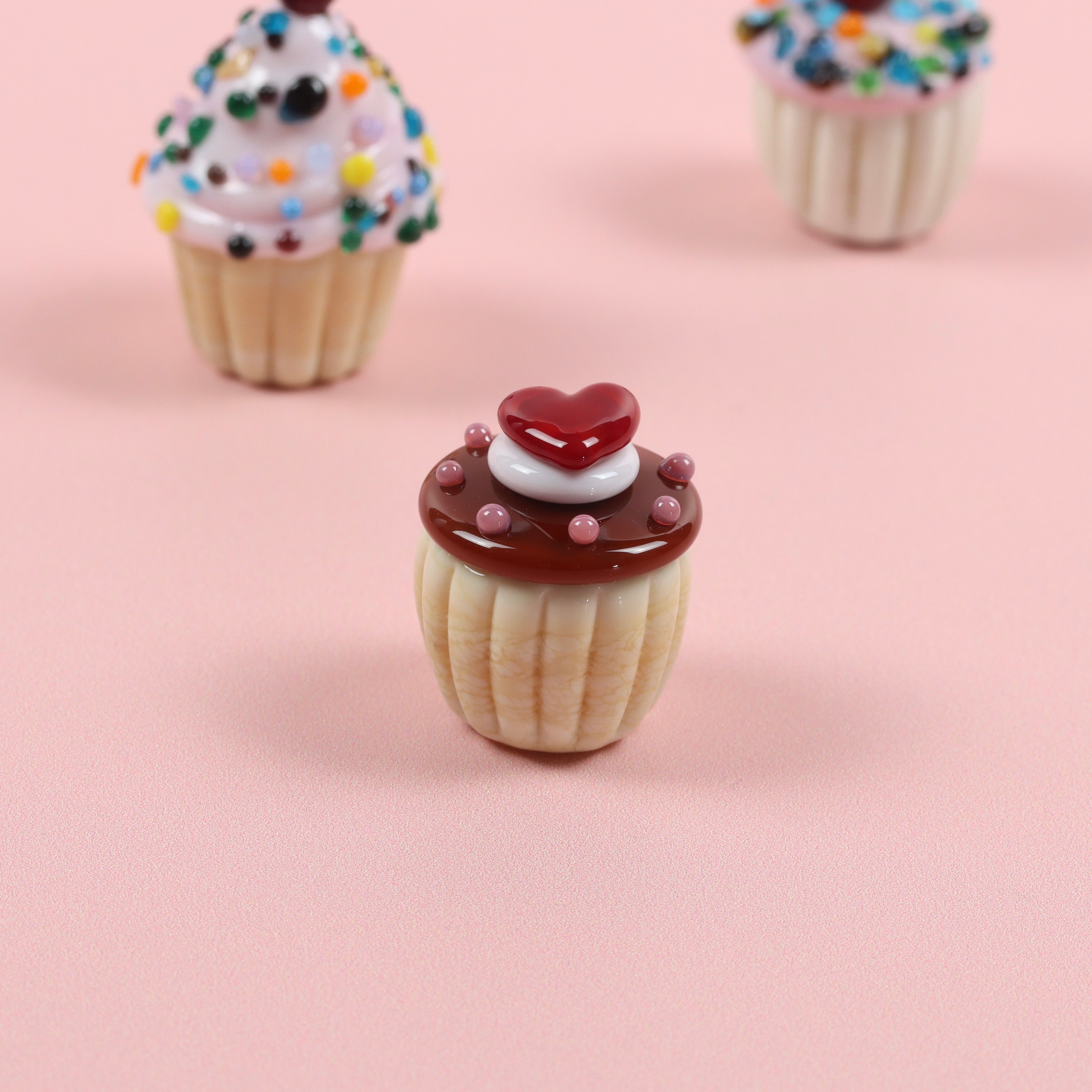 The Chocolate Heart Topper Dinky Cupcake Glass Sculpture