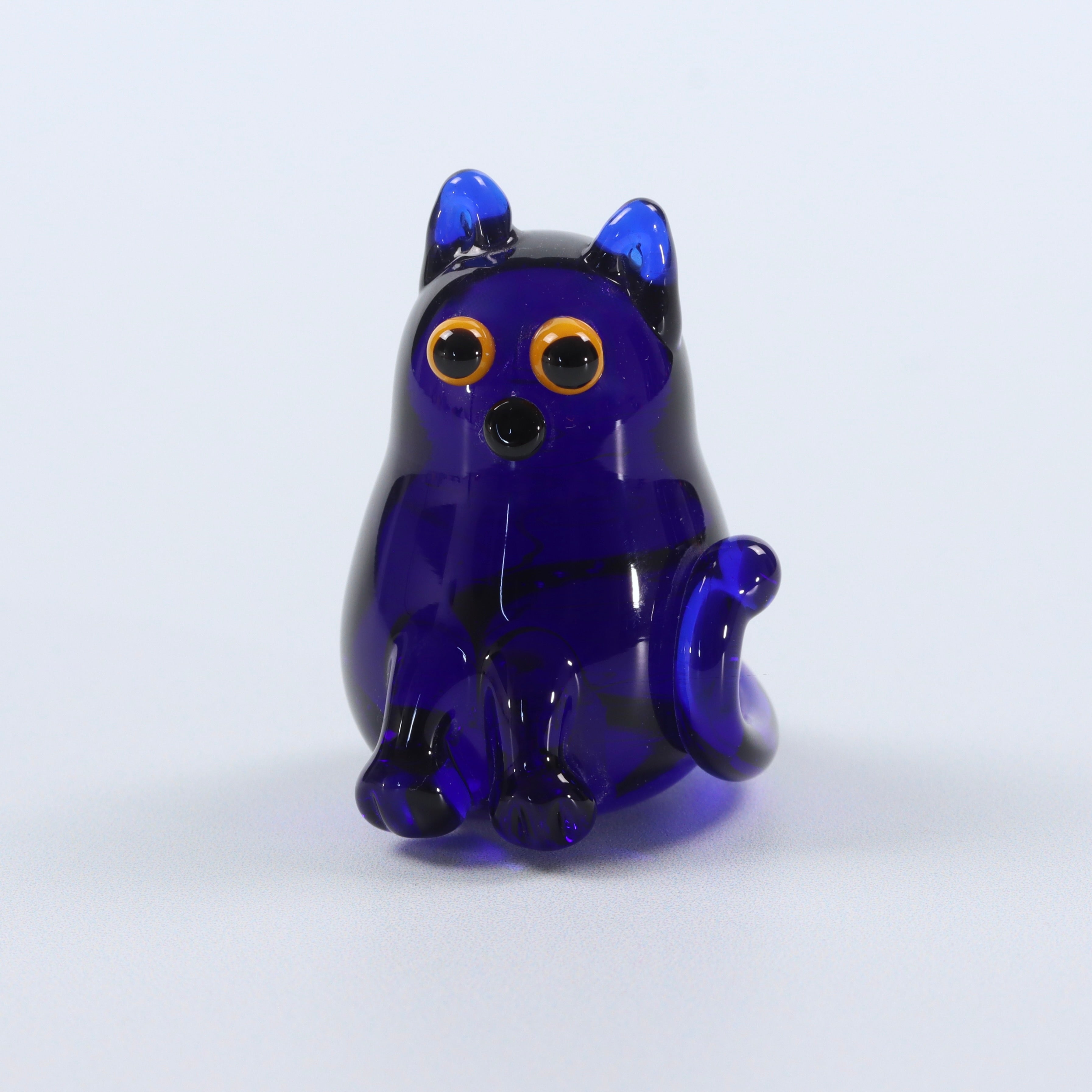 Dinky Bristol Blue Cat Glass Sculpture