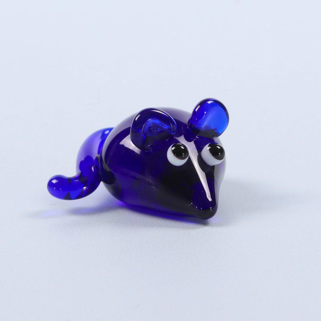 Dinky Blue Mouse Glass Sculpture