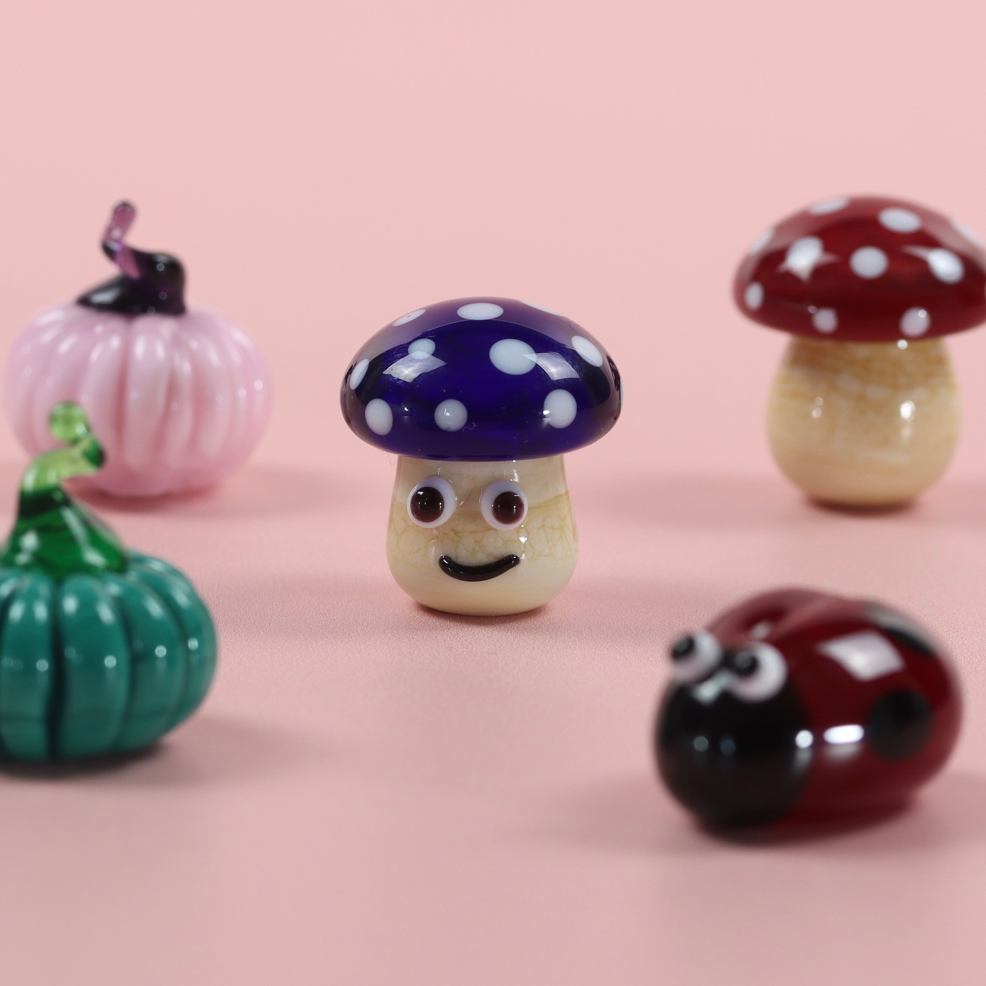 Dinky Blue Mushroom Glass Sculpture