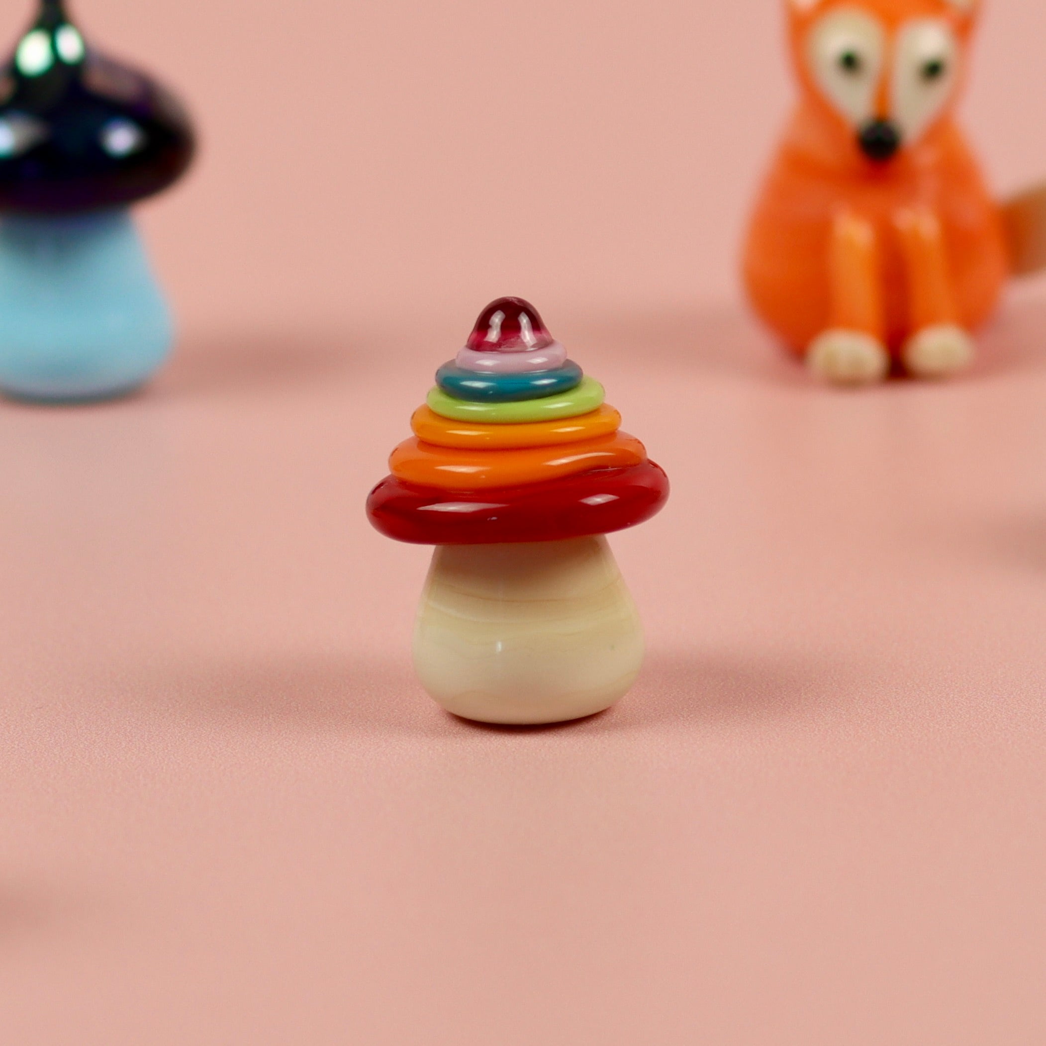 Dinky Rainbow Toadstool Glass Sculpture