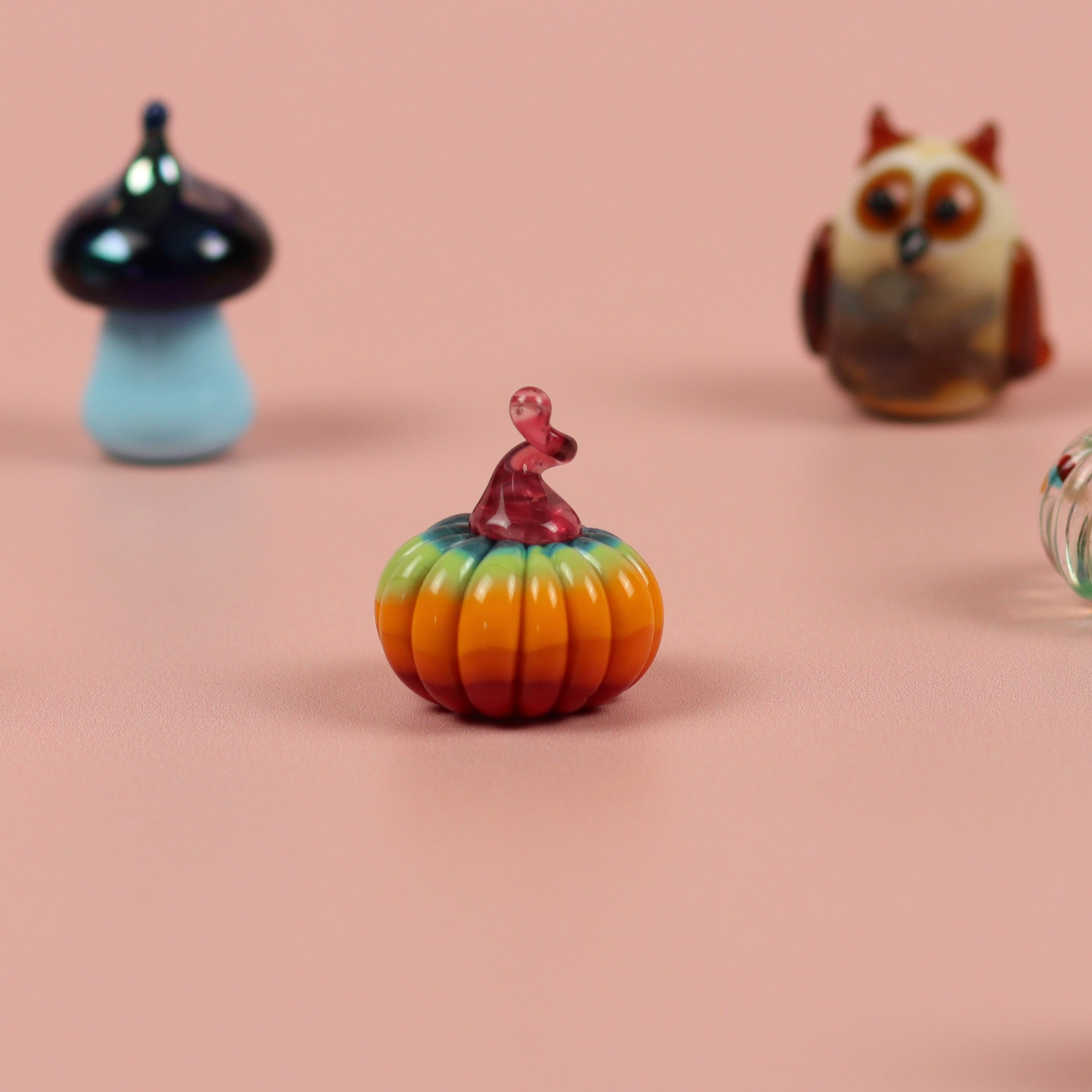 Dinky Everlasting Rainbow Pumpkin Glass Sculpture