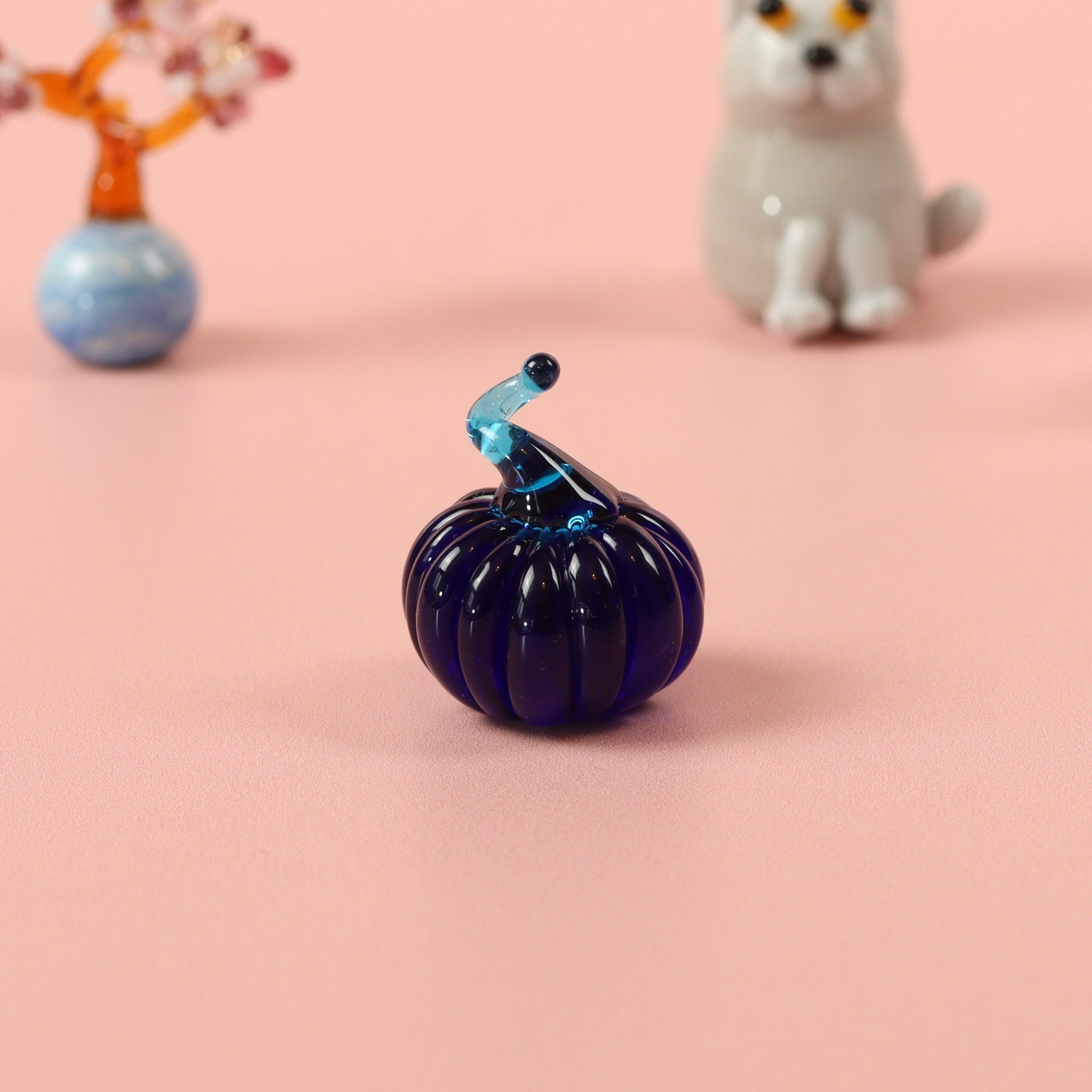 Bristol Blue Glass Dinky Everlasting Pumpkin Glass Sculpture