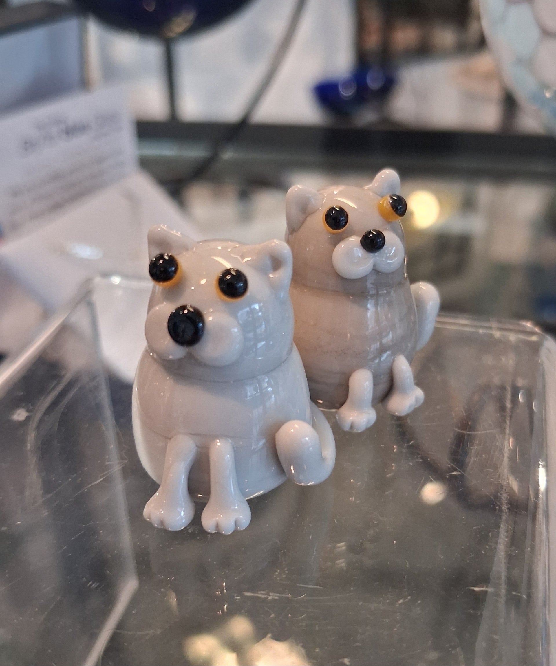 Dinky Grey Cat Glass Sculpture