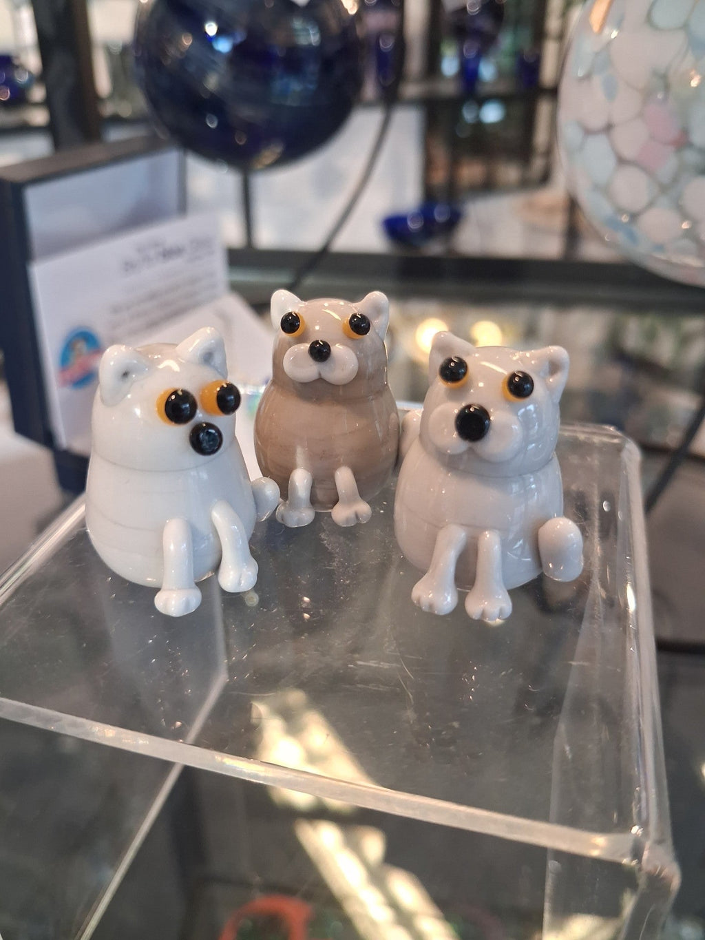 Dinky Grey Cat Glass Sculpture