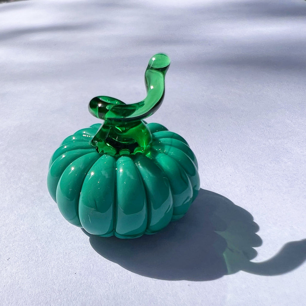 Forest Green Dinky Everlasting Pumpkin Glass Sculpture