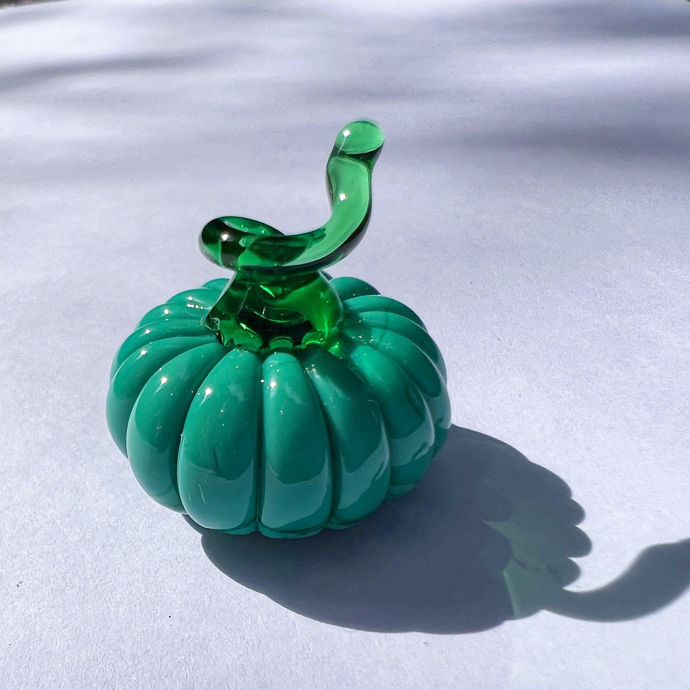 Forest Green Dinky Everlasting Pumpkin Glass Sculpture