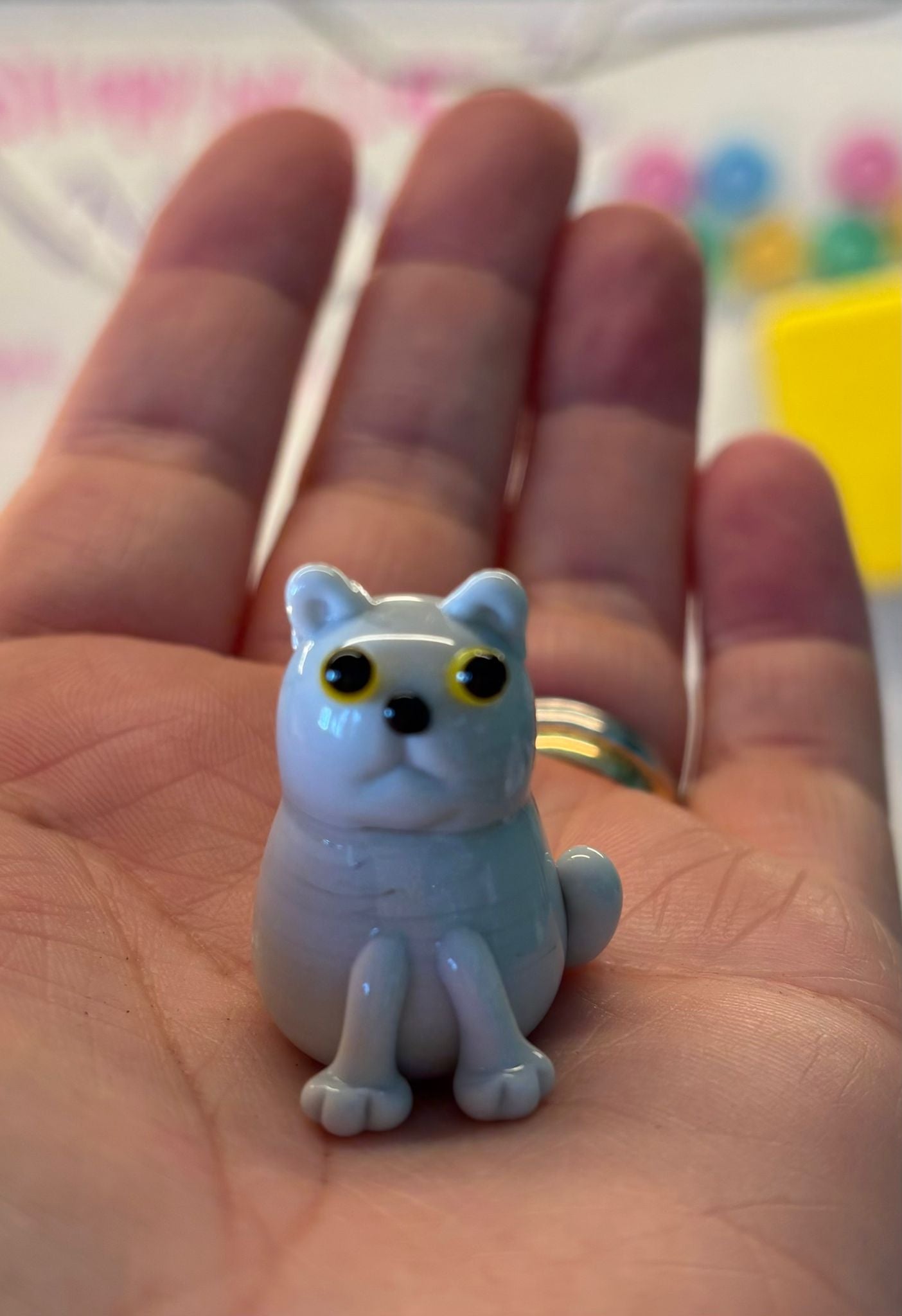 Dinky Grey Cat Glass Sculpture