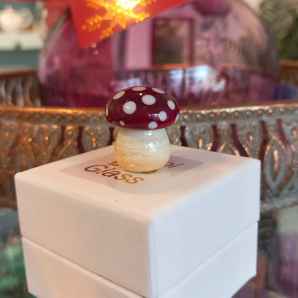 Dinky Red Toadstool Glass Sculpture