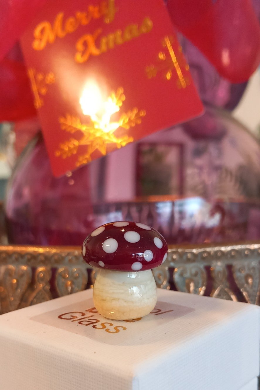 Dinky Red Toadstool Glass Sculpture