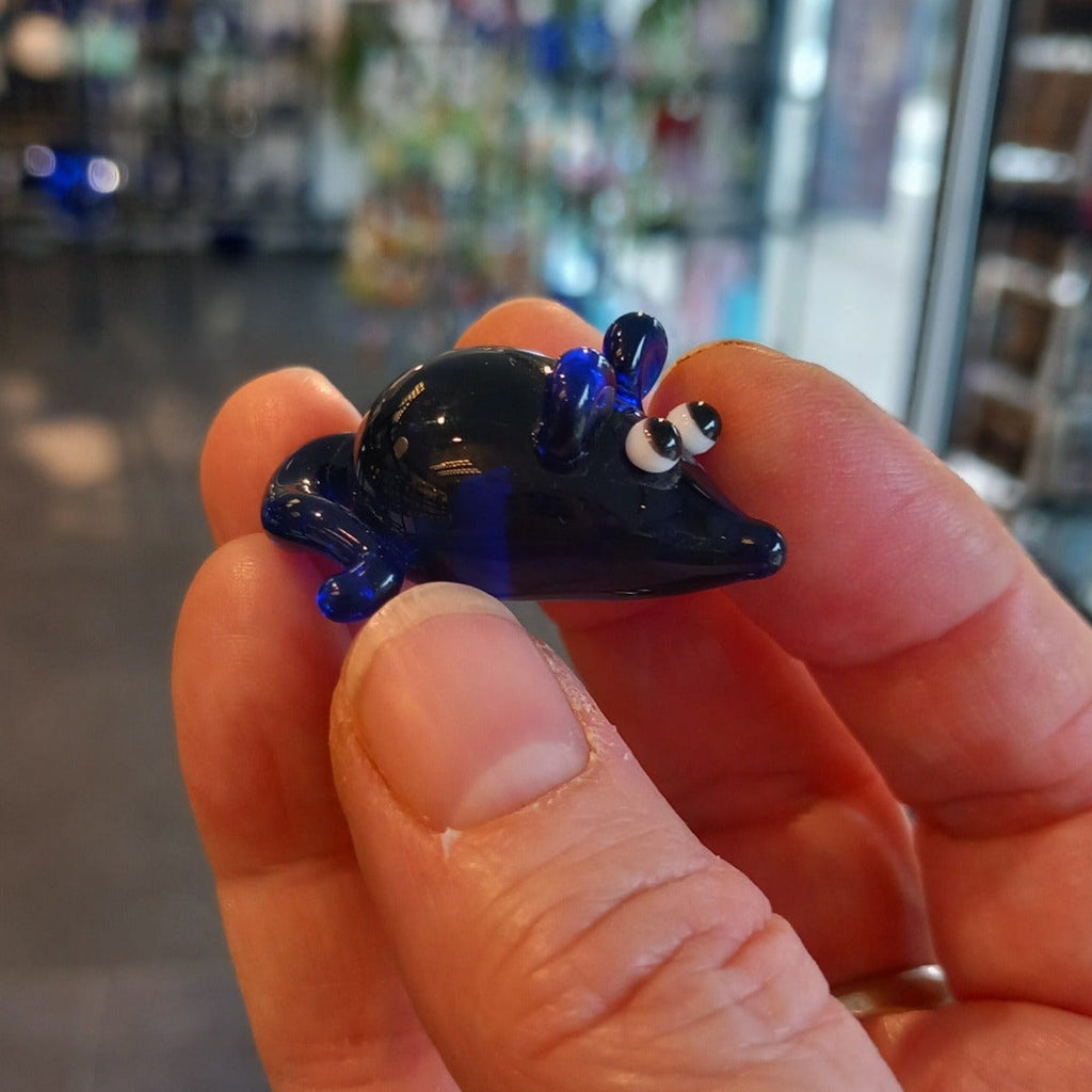 Dinky Blue Mouse Glass Sculpture
