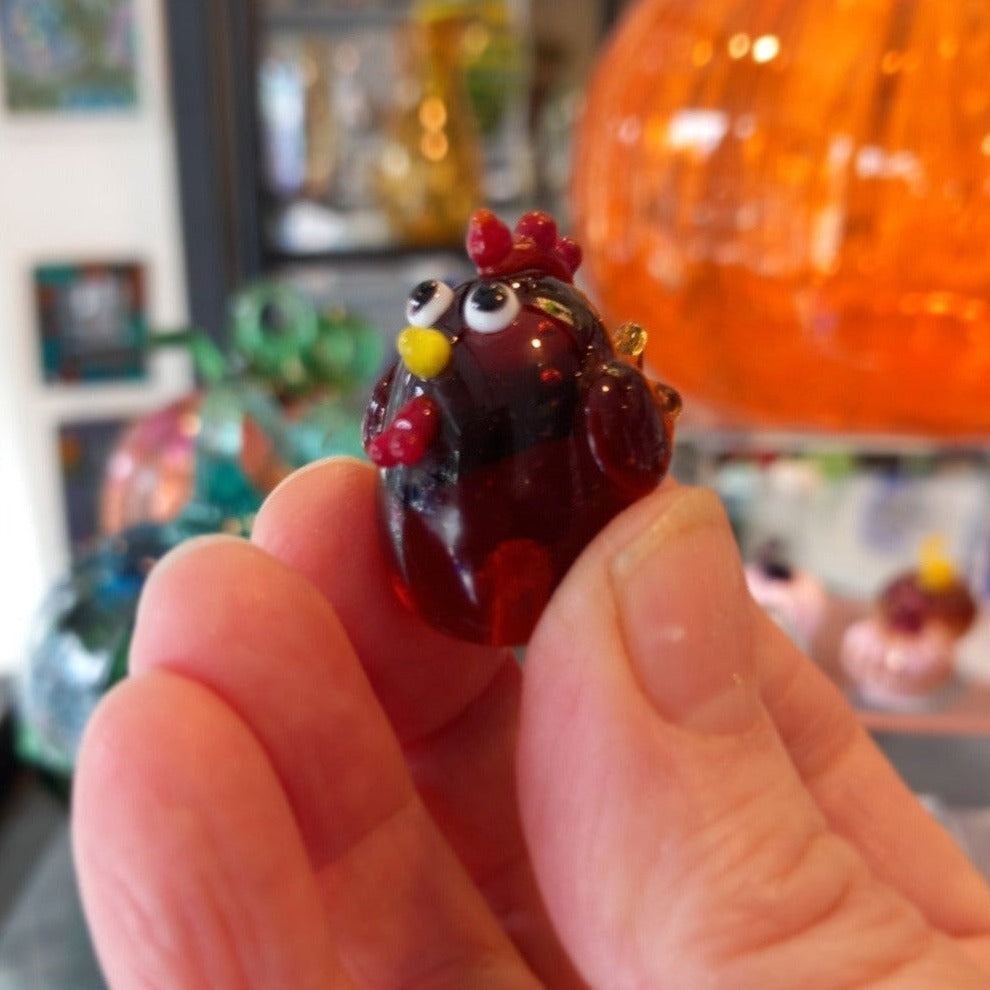 Dinky Chicken Glass Sculpture