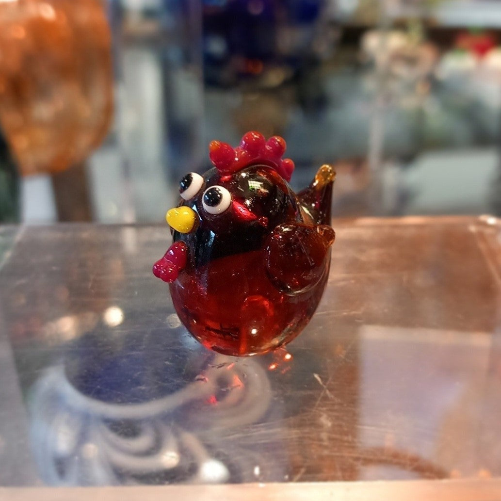 Dinky Chicken Glass Sculpture