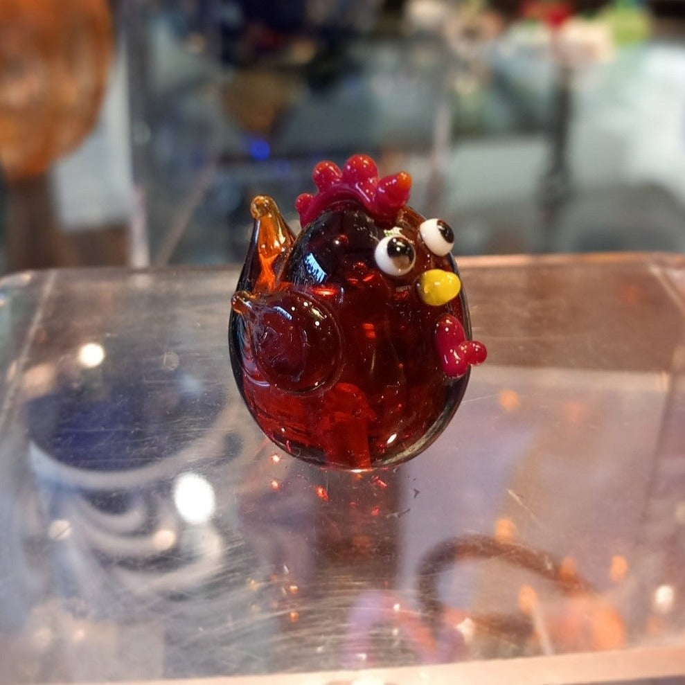 Dinky Chicken Glass Sculpture
