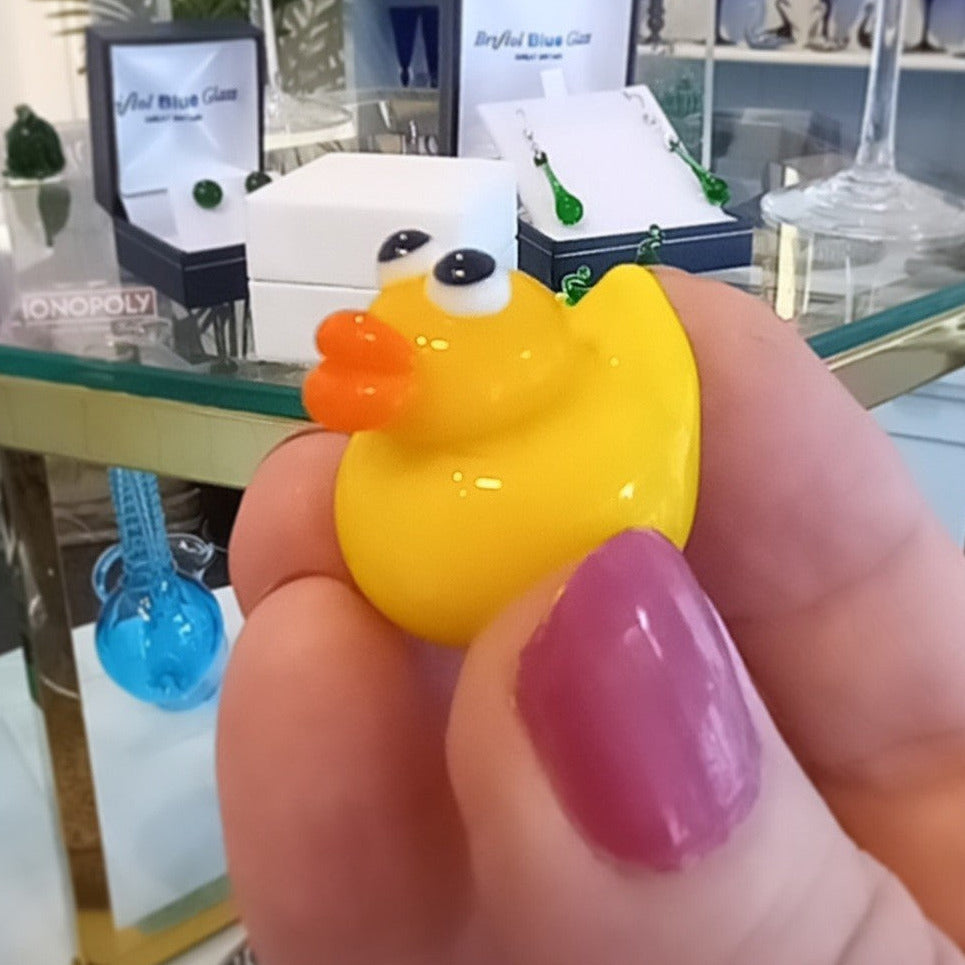 Dinky Yellow Rubber Ducky Glass Sculpture