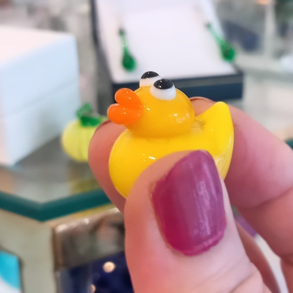 Dinky Yellow Rubber Ducky Glass Sculpture