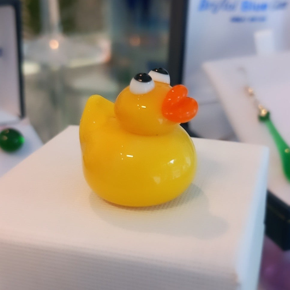 Dinky Yellow Rubber Ducky Glass Sculpture