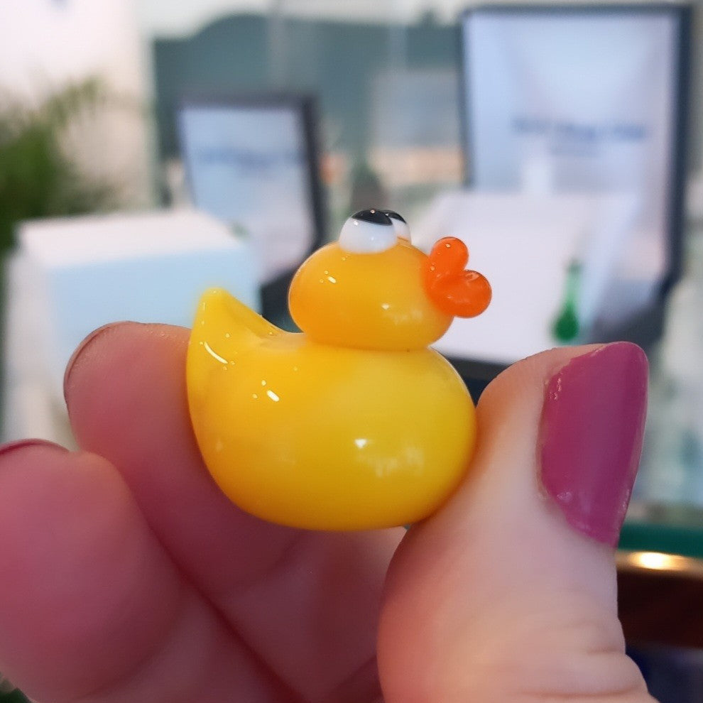 Dinky Yellow Rubber Ducky Glass Sculpture