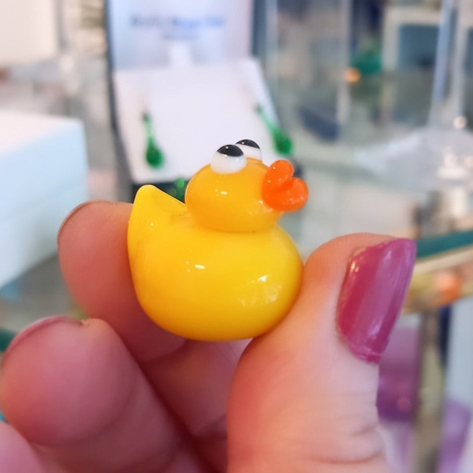 Dinky Yellow Rubber Ducky Glass Sculpture