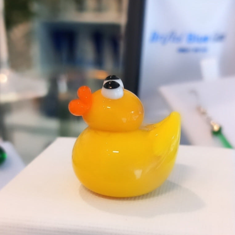 Dinky Yellow Rubber Ducky Glass Sculpture