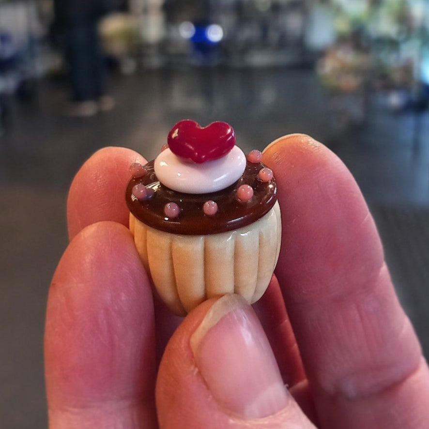 The Chocolate Heart Topper Dinky Cupcake Glass Sculpture