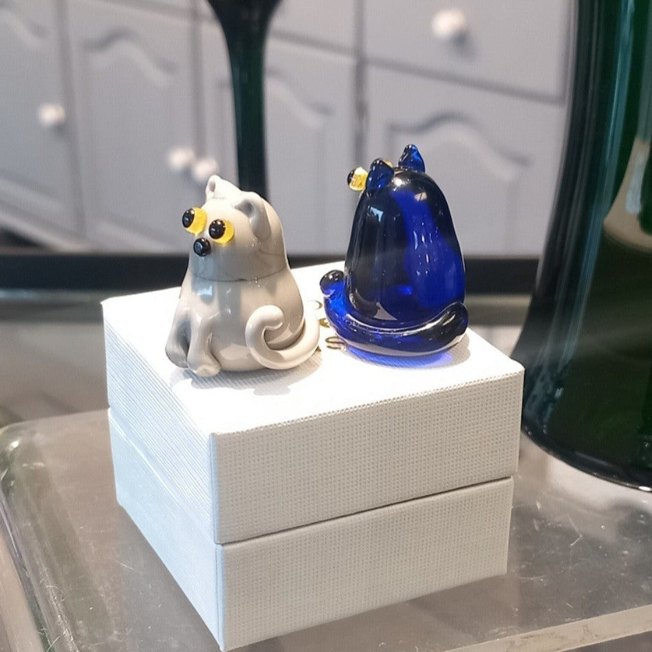 Dinky Bristol Blue Cat Glass Sculpture