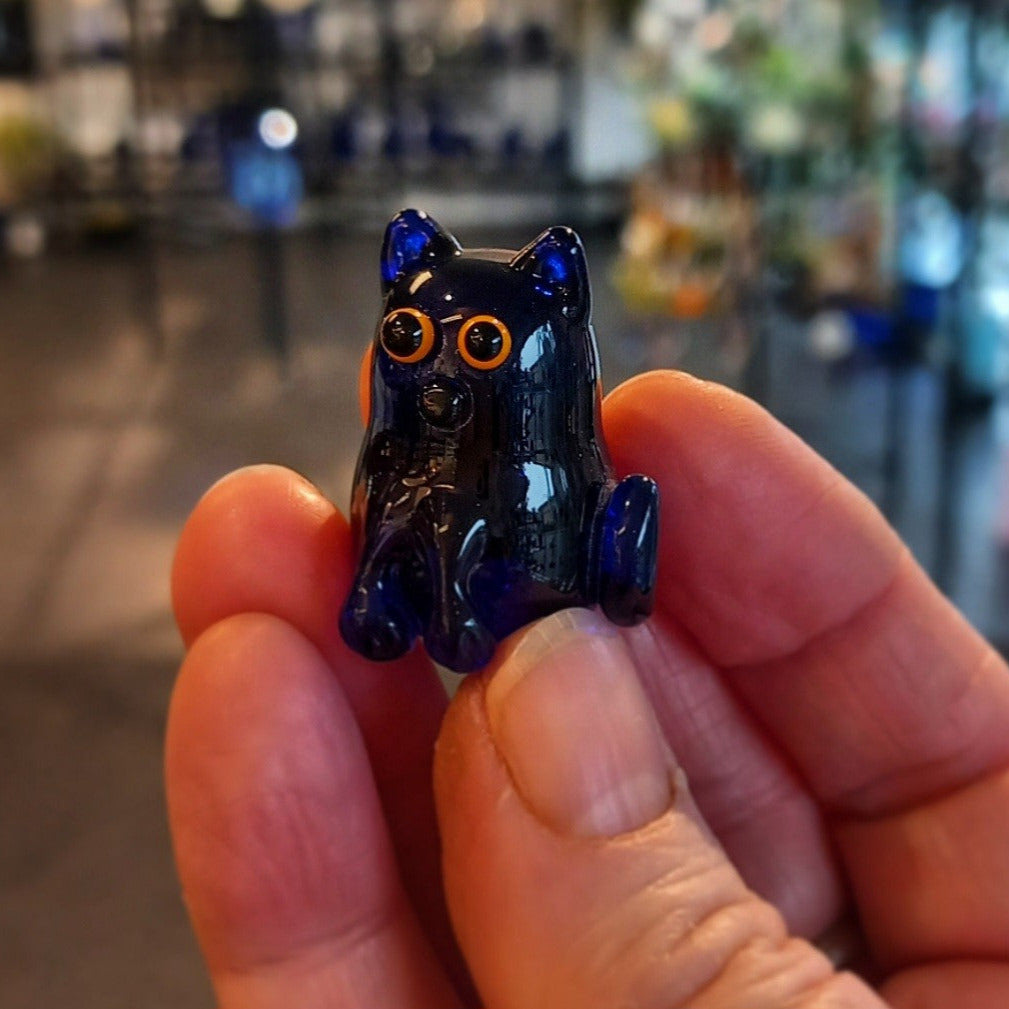 Dinky Bristol Blue Cat Glass Sculpture