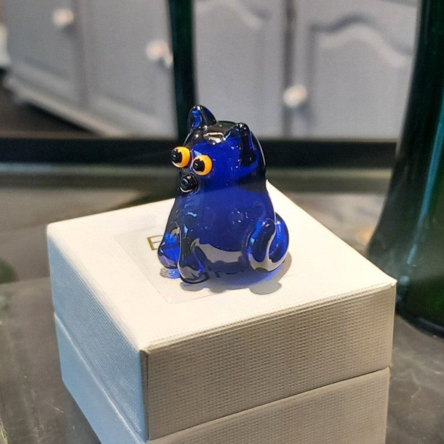 Dinky Bristol Blue Cat Glass Sculpture