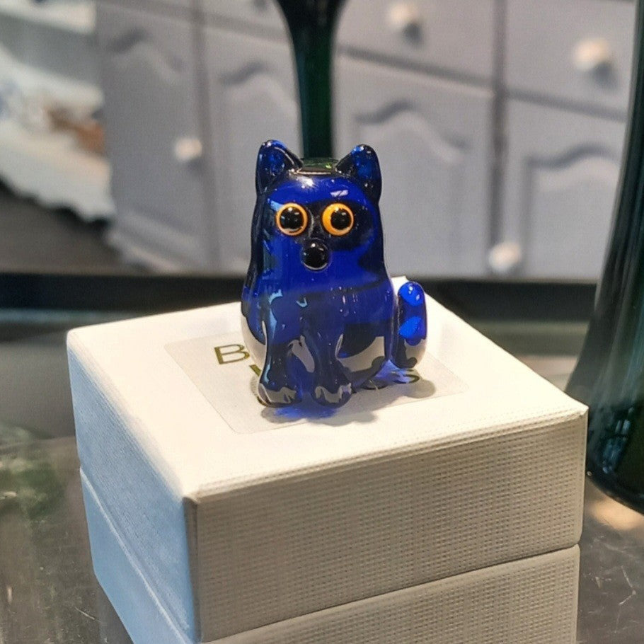 Dinky Bristol Blue Cat Glass Sculpture