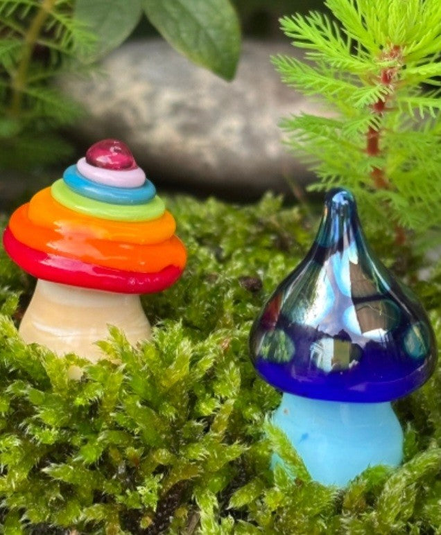 Dinky Rainbow Toadstool Glass Sculpture