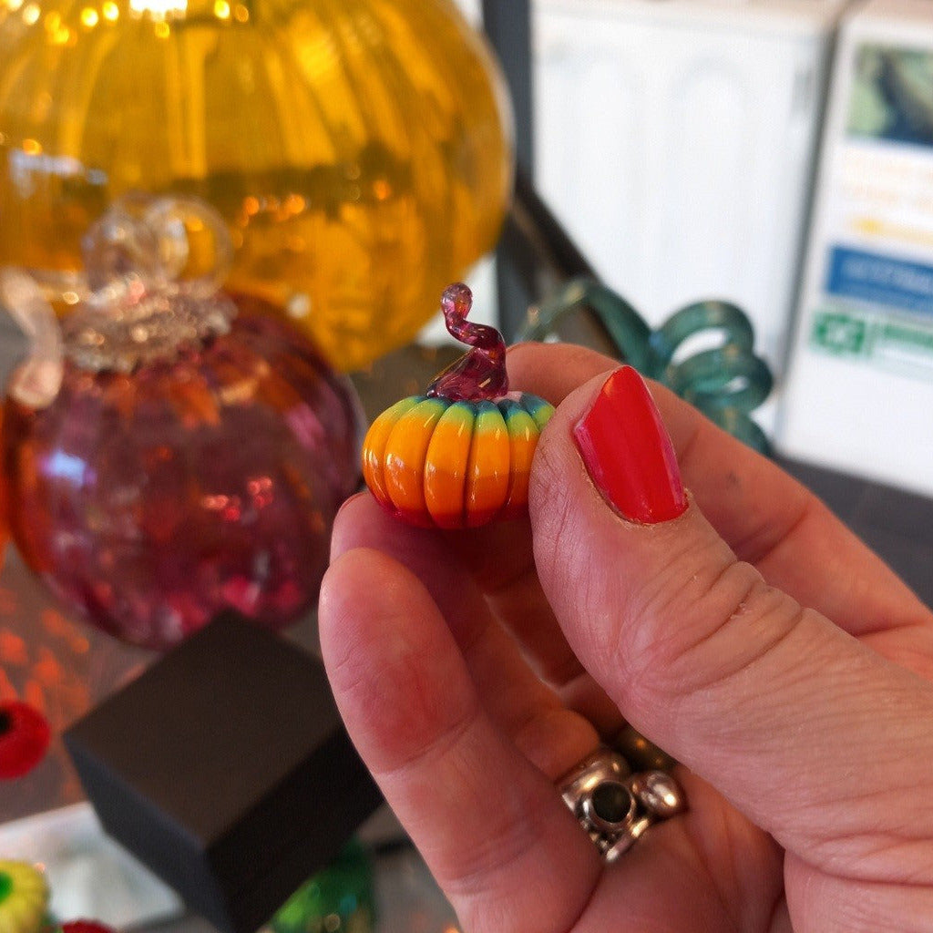 Dinky Everlasting Rainbow Pumpkin Glass Sculpture