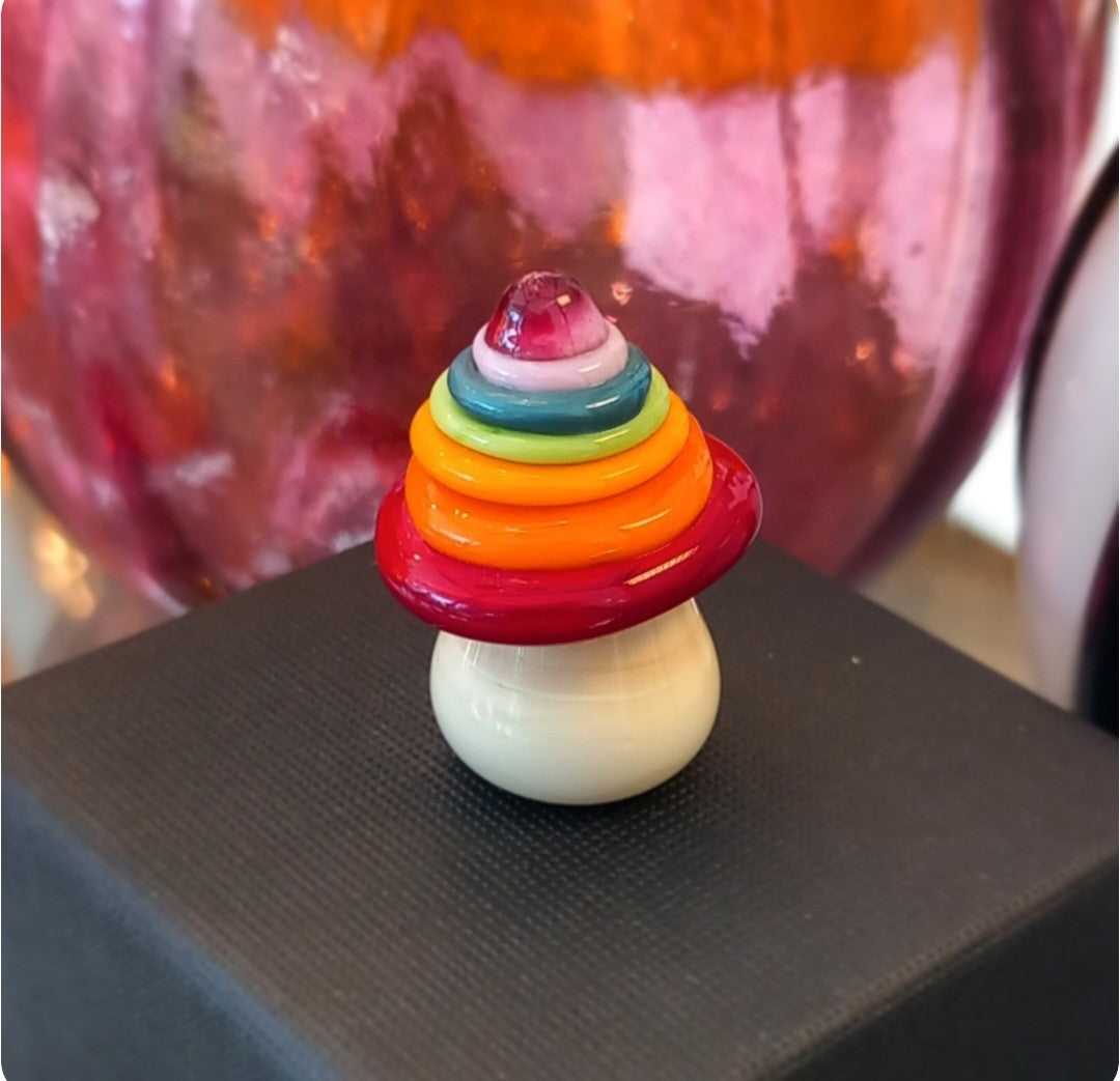 Dinky Rainbow Toadstool Glass Sculpture