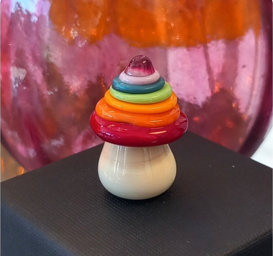 Dinky Rainbow Toadstool Glass Sculpture