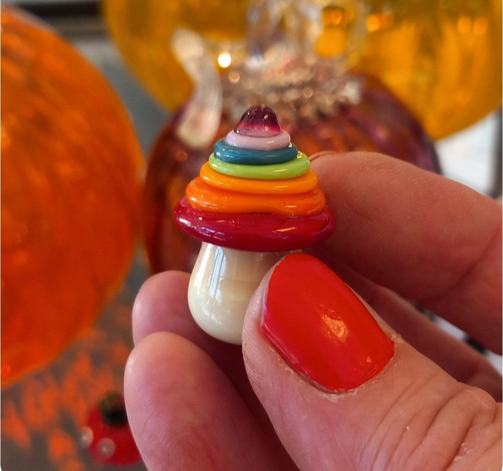 Dinky Rainbow Toadstool Glass Sculpture