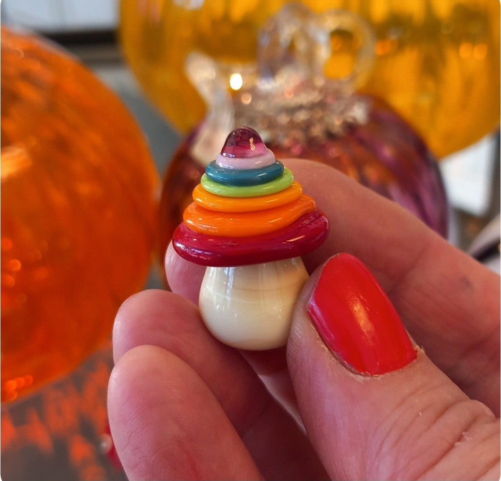 Dinky Rainbow Toadstool Glass Sculpture